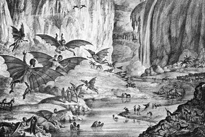 New York Sun lithograph of beings on Mars