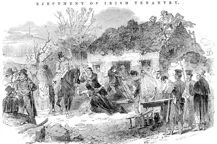 An Irish peasant family evicted in 1848.