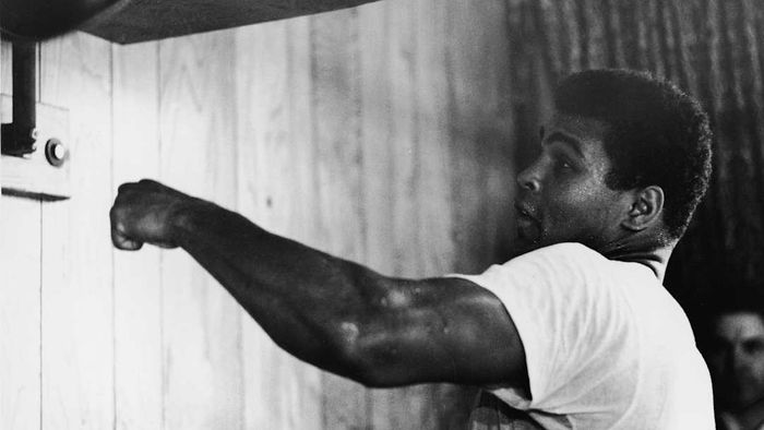 A photograph of Muhammad Ali is displayed
