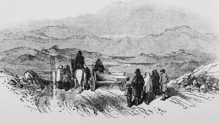 A funeral during the Irish famine.