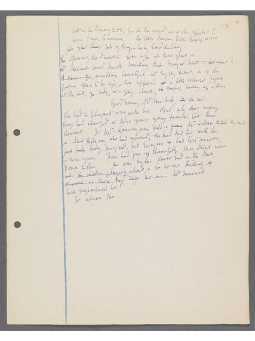 Handwritten page from an early draft of Virginia Woolf's 'Mrs. Dalloway'