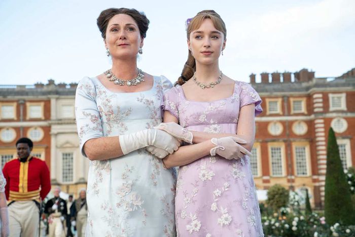 Ruth Gemmell and Phoebe Dynevor appear together in 'Bridgerton.'
