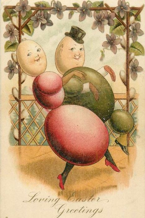 two egg-shaped figures dancing together