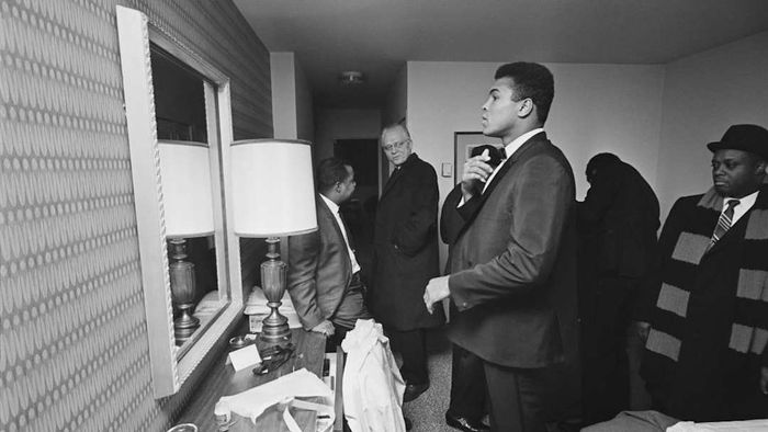 A photograph of Muhammad Ali is displayed