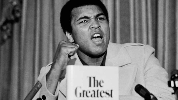 A photograph of Muhammad Ali is displayed