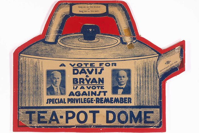 Teapot Dome campaign poster from the 1924 U.S. presidential election featuring Charles W. Bryan and John W. Davis.