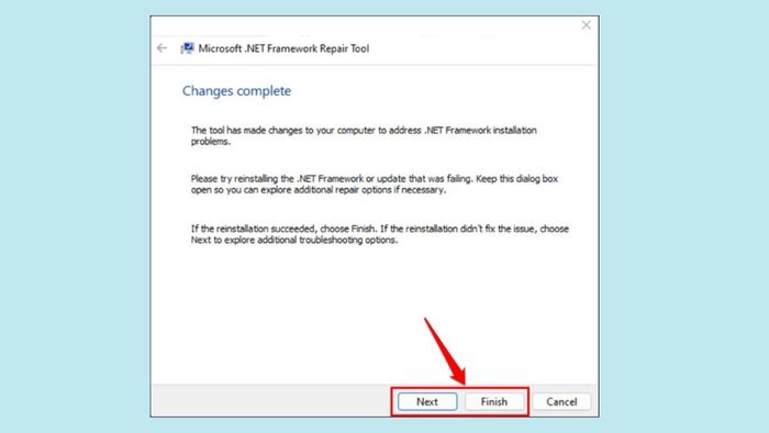 Dùng công cụ Microsoft .NET Framework Repair Tool, bước 3