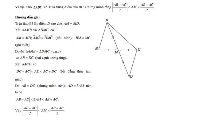 Ví dụ minh họa về bất đẳng thức tam giác