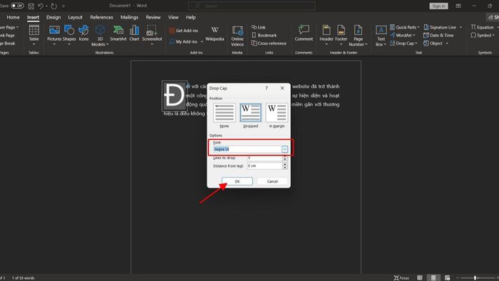 Hướng dẫn chỉnh Font chữ cho Drop Cap bước 2-4