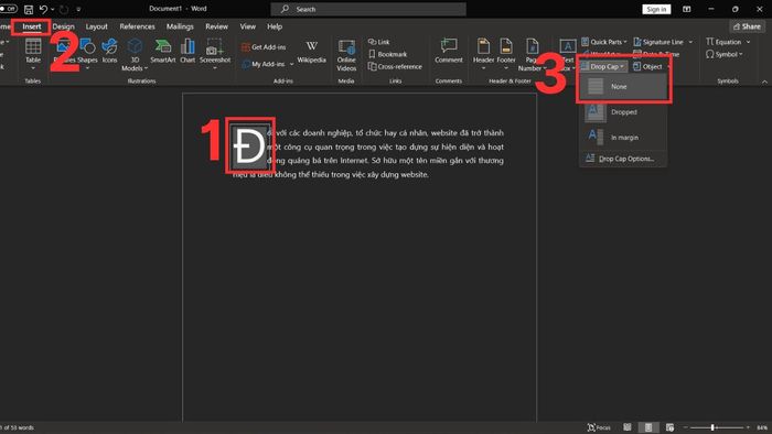 Hướng dẫn cách xóa Drop Cap trong Word