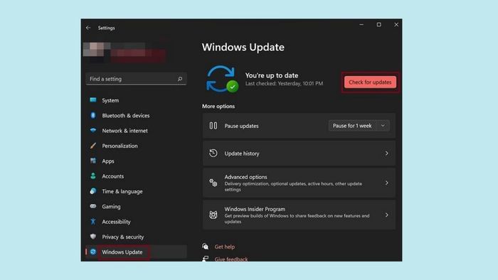 Cách sửa lỗi Alienware Command Center đơn giản qua việc kiểm tra bản cập nhật Windows, bước 3