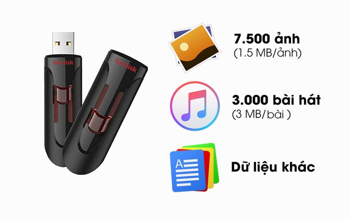 USB 3.0 16GB Sandisk CZ600 - Lưu trữ được nhiều dữ liệu