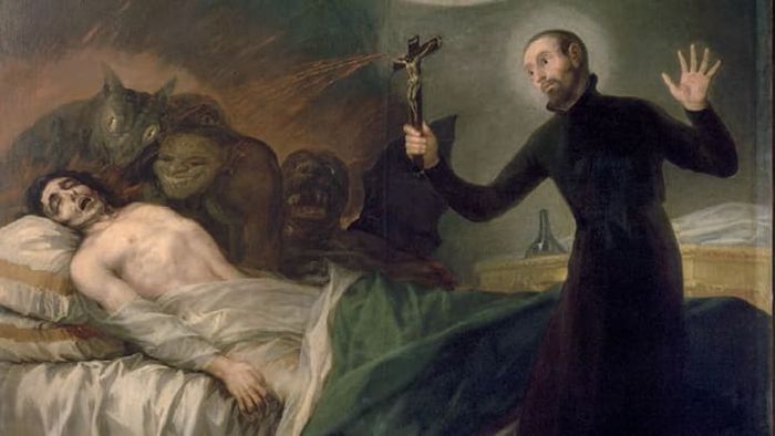 A painting from the 18th century depicting an exorcism.