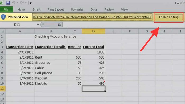 Cách khắc phục lỗi file Excel không sửa được - Phương pháp 1