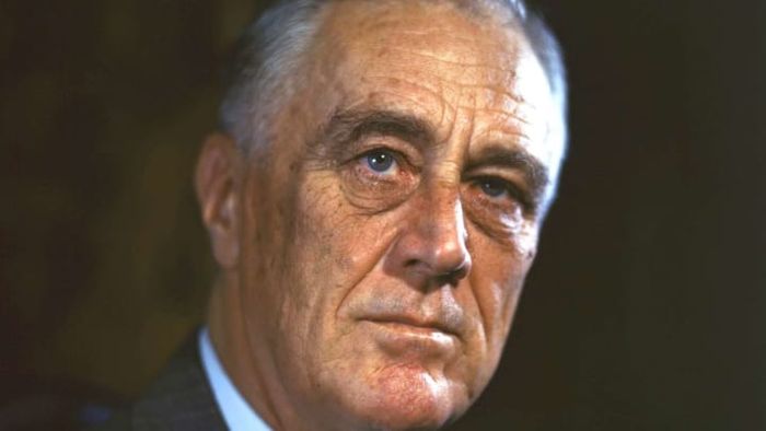 The iconic campaign portrait of Franklin Delano Roosevelt.