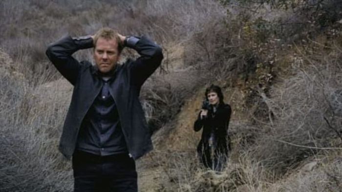 Kiefer Sutherland and Sarah Clarke in a scene from '24'