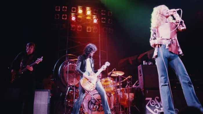 Led Zeppelin likely performing one of their numerous tributes to Middle-earth in London, 1975.