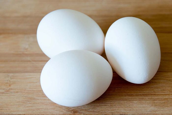 Three white eggs