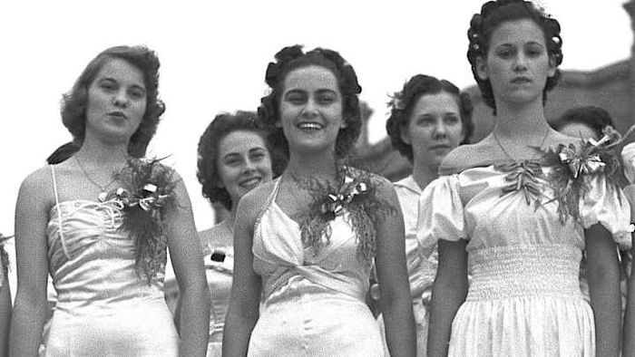 Contestants at the National Rice Festival beauty pageant in Crowley, Louisiana.