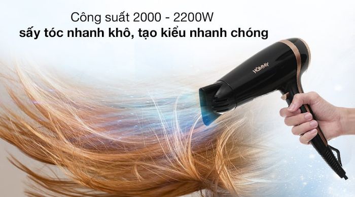 Máy sấy tóc Hommy KF-3122 - Công suất 2000-2200W sấy tóc nhanh khô, tạo kiểu nhanh chóng