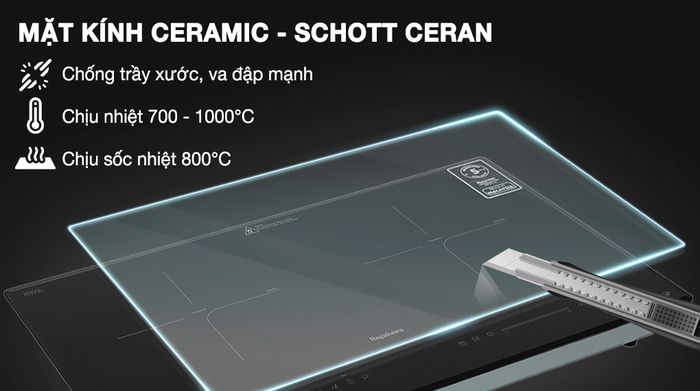 Mặt kính - Bếp từ đôi lắp âm Nagakawa NK2C08MS