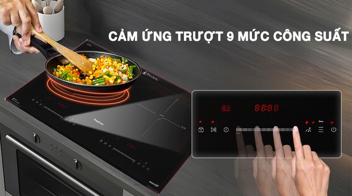 Bảng điều khiển cảm ứng trượt -Bếp từ đôi lắp âm Nagakawa NK2C08MS