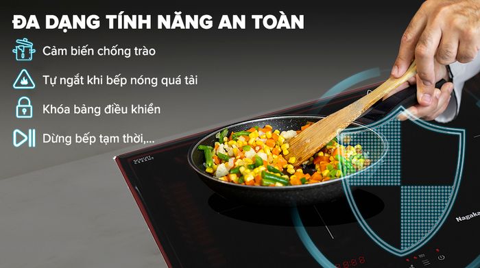 Tính năng an toàn - Bếp từ đôi lắp âm Nagakawa NK2C08MS