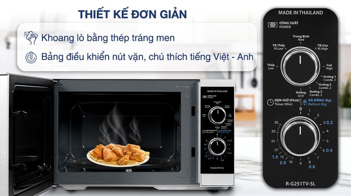 Lò vi sóng có nướng Sharp R-G251TV-SL 25 lít - Thiết kế