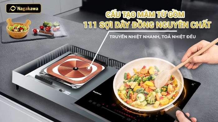 Mâm từ - Bếp điện từ đôi lắp âm Nagakawa NK2C05MB