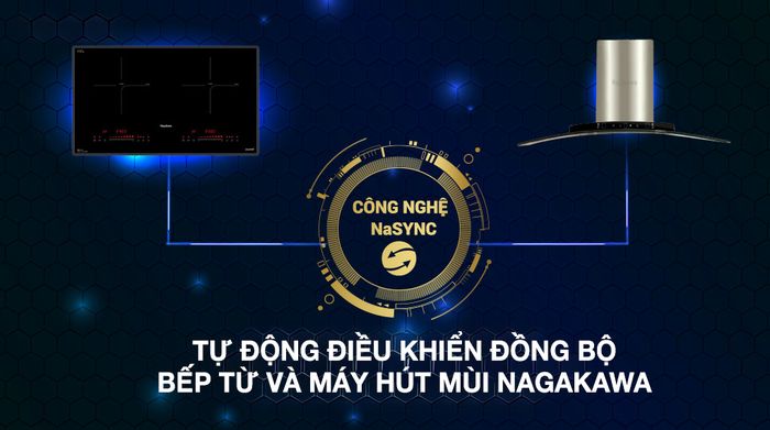 Kết nối máy hút mùi - Bếp từ đôi lắp âm Nagakawa NK2C08MS