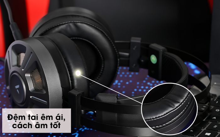 Tai nghe chụp tai Gaming 7.1 Rapoo VH510 Đen - Thiết kế cúp tai nghe chụp tai kín