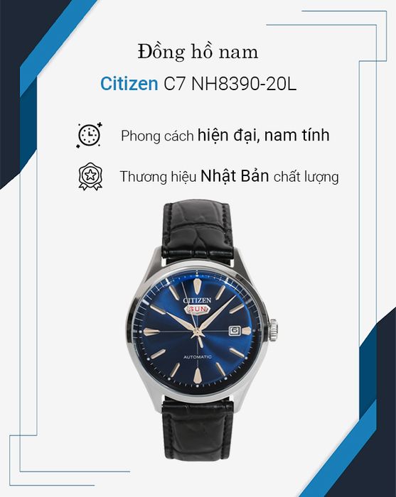 Đồng hồ Nam Citizen C7 NH8390-20L sở hữu diện mạo hiện đại, nam tính