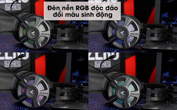 Tai nghe chụp tai Gaming 7.1 Rapoo VH510 Đen - Hệ thống đèn nền RGB độc đáo