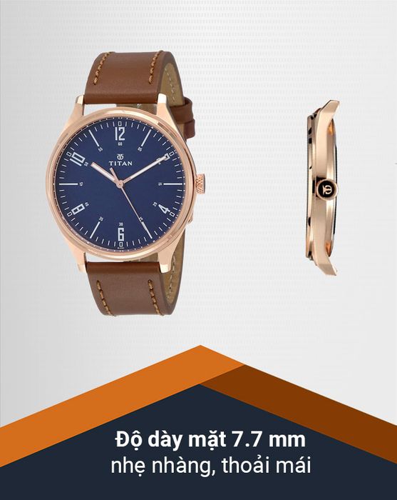Đồng hồ nam Titan 1802WL01 có độ dày mặt 7.7 mm