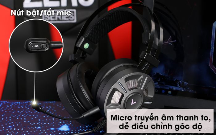 Tai nghe chụp tai Gaming 7.1 Rapoo VH510 Đen - Microphone gọn đẹp