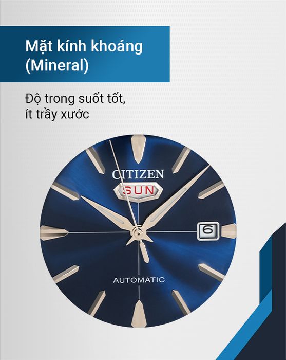 Đồng hồ Nam Citizen C7 NH8390-20L có mặt kính khoáng (Mineral) ít trầy xước