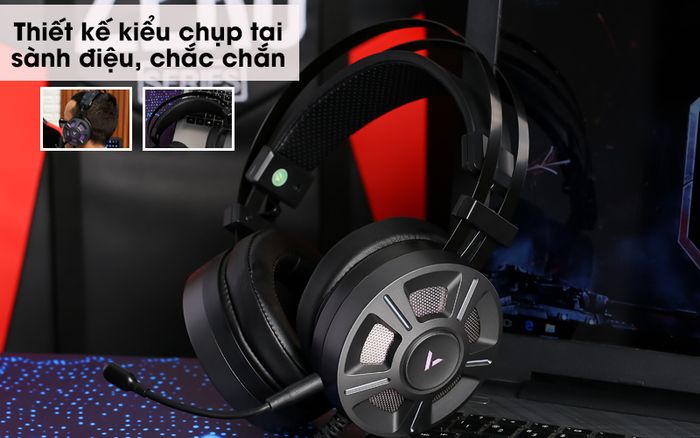 Tai nghe chụp tai Gaming 7.1 Rapoo VH510 Đen - Màu đen sang trọng