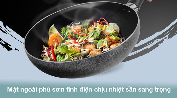Chảo nhôm sâu chống dính nắp kính 26cm Sunhouse SHS26K - Mặt ngoài có lớp sơn tĩnh điện chịu nhiệt