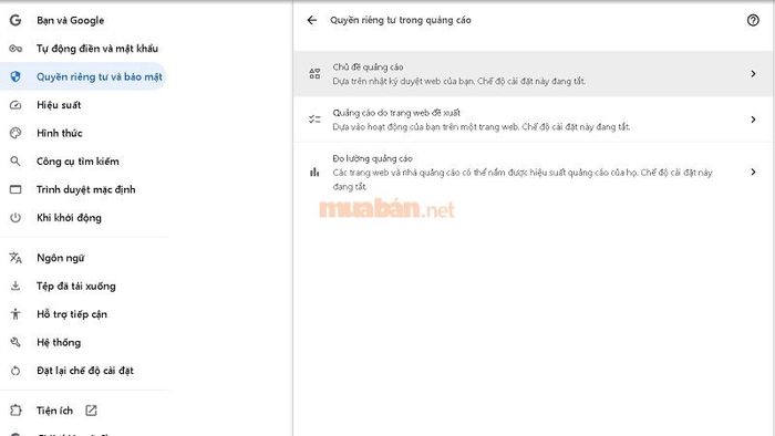 Quảng cáo đã được chặn thành công thông qua cài đặt trên Chrome