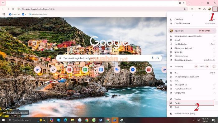 Mở Google Chrome trên máy tính và truy cập vào mục cài đặt