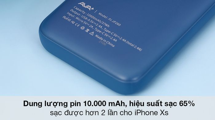 Pin sạc dự phòng Polymer 10000mAh Type C AVA+ PJ JP260 - Dung lượng pin lên đến 10.000 mAh