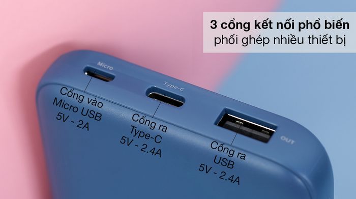 Pin sạc dự phòng Polymer 10000mAh Type C AVA+ PJ JP260 - 3 cổng kết nối