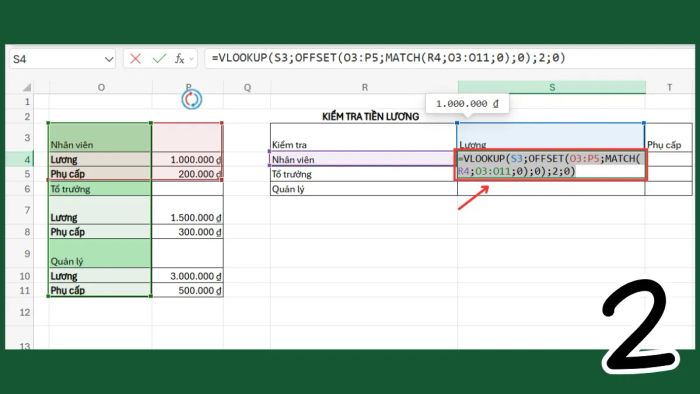 Hướng dẫn kết hợp hàm OFFSET với hàm VLOOKUP trong Excel - Bước 2