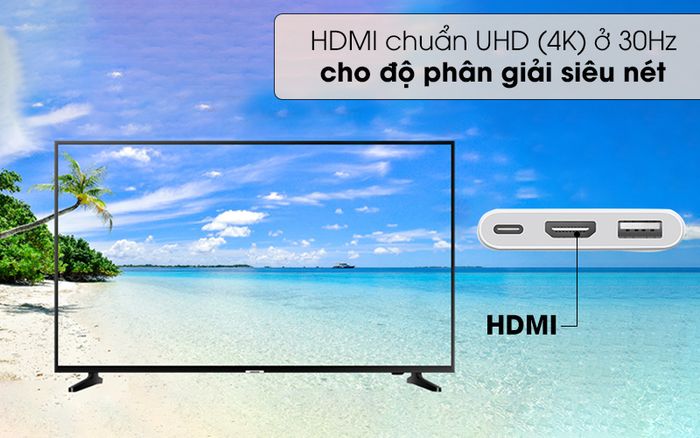 HDMI chuẩn UHD(4K) 30Hz độ phân giải siêu nét - Adapter chuyển đổi Type C sang HDMI/Type C/USB Apple MUF82 Trắng