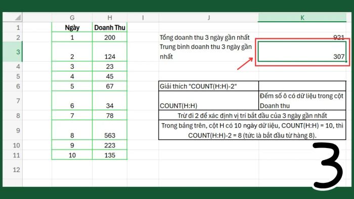 Hướng dẫn kết hợp hàm OFFSET với các hàm khác trong Excel - Bước 3