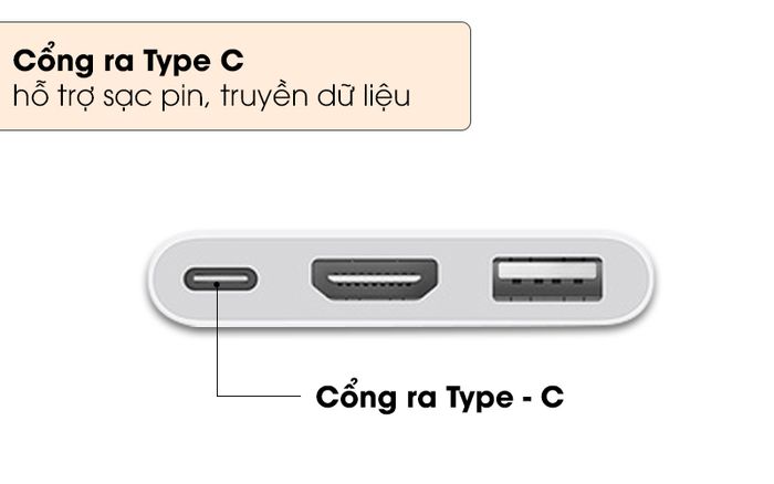 Cổng ra Type-C hỗ trợ sạc pin truyền dữ liệu - Adapter chuyển đổi Type C sang HDMI/Type C/USB Apple MUF82 Trắng