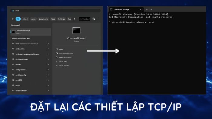 Thiết lập lại TCP/IP
