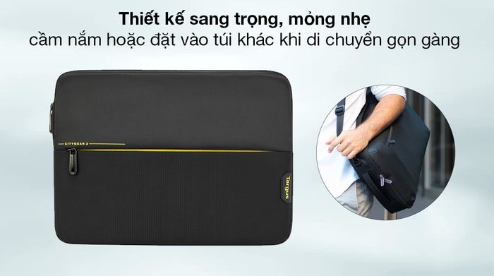 Túi chống sốc Laptop 15.6 inch Targus CityGear TSS994GL-80 Đen - Thiết kế hiện đại, bề mặt phủ sắc đen thời thượng