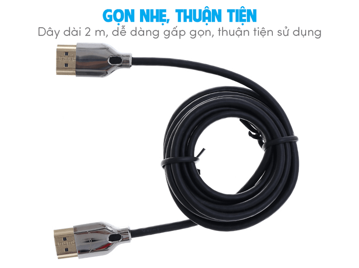 Cáp HDMI 2.0 Slim 2m Xmobile DS139-2TB Đen Bạc