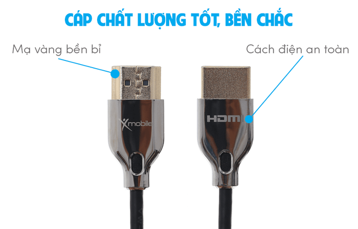 Cáp HDMI 2.0 Slim 2m Xmobile DS139-2TB Đen Bạc